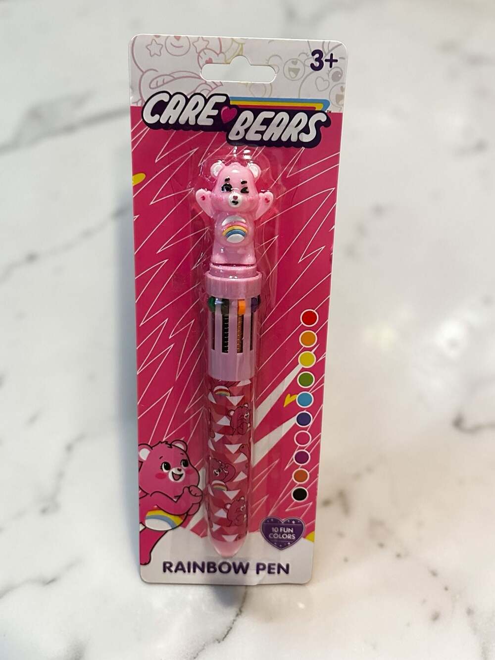 Care Bears Cheer Bear 10-Color Rainbow Pen with Mini Figure Topper